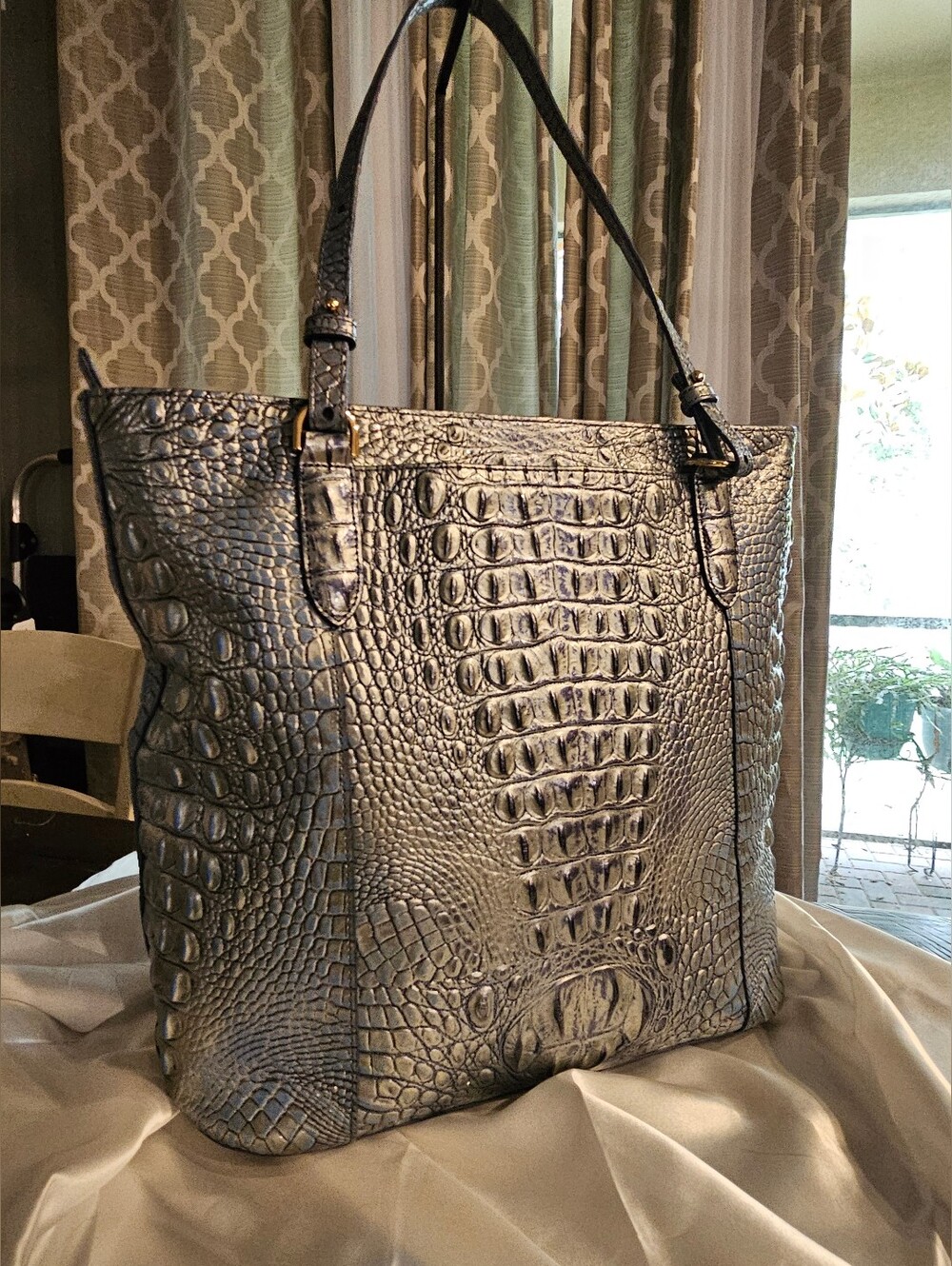 Brahmin Large Abigail Tote & Matching Slim Card Wallet Serenity Ombre Melbourne - Picture 5 of 13